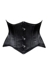 Lavish Black Satin Mini Cincher Underbust Corset Waist Cincher Busk Closure - Daisy Corsets - Flyclothing LLC