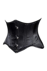 Lavish Black Satin Mini Cincher Underbust Corset Waist Cincher Busk Closure - Daisy Corsets - Flyclothing LLC