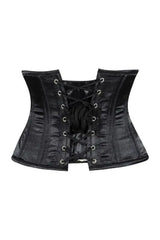 Lavish Black Satin Mini Cincher Underbust Corset Waist Cincher Busk Closure - Daisy Corsets - Flyclothing LLC