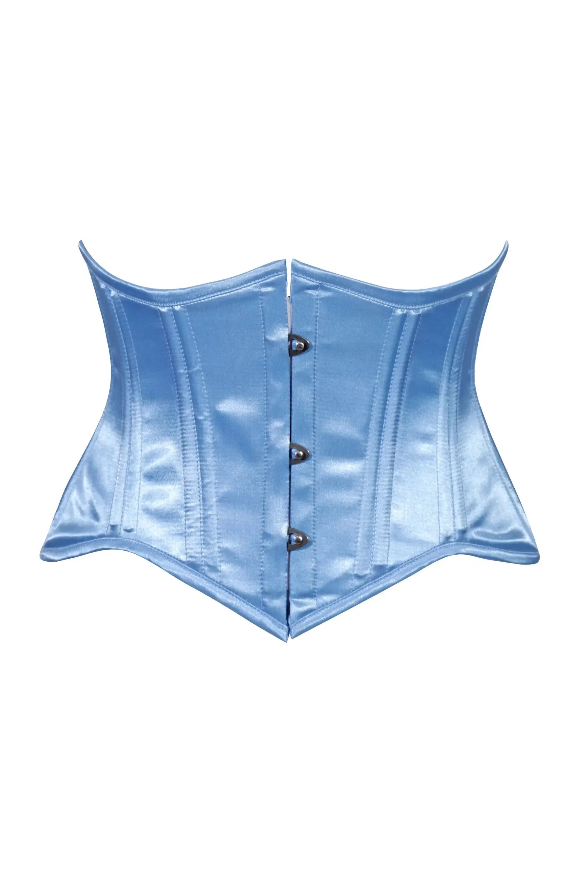 Lavish Lt Blue Satin Mini Cincher Underbust Corset Waist Cincher Busk Closure - Daisy Corsets - Flyclothing LLC