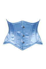 Lavish Lt Blue Satin Mini Cincher Underbust Corset Waist Cincher Busk Closure - Daisy Corsets - Flyclothing LLC