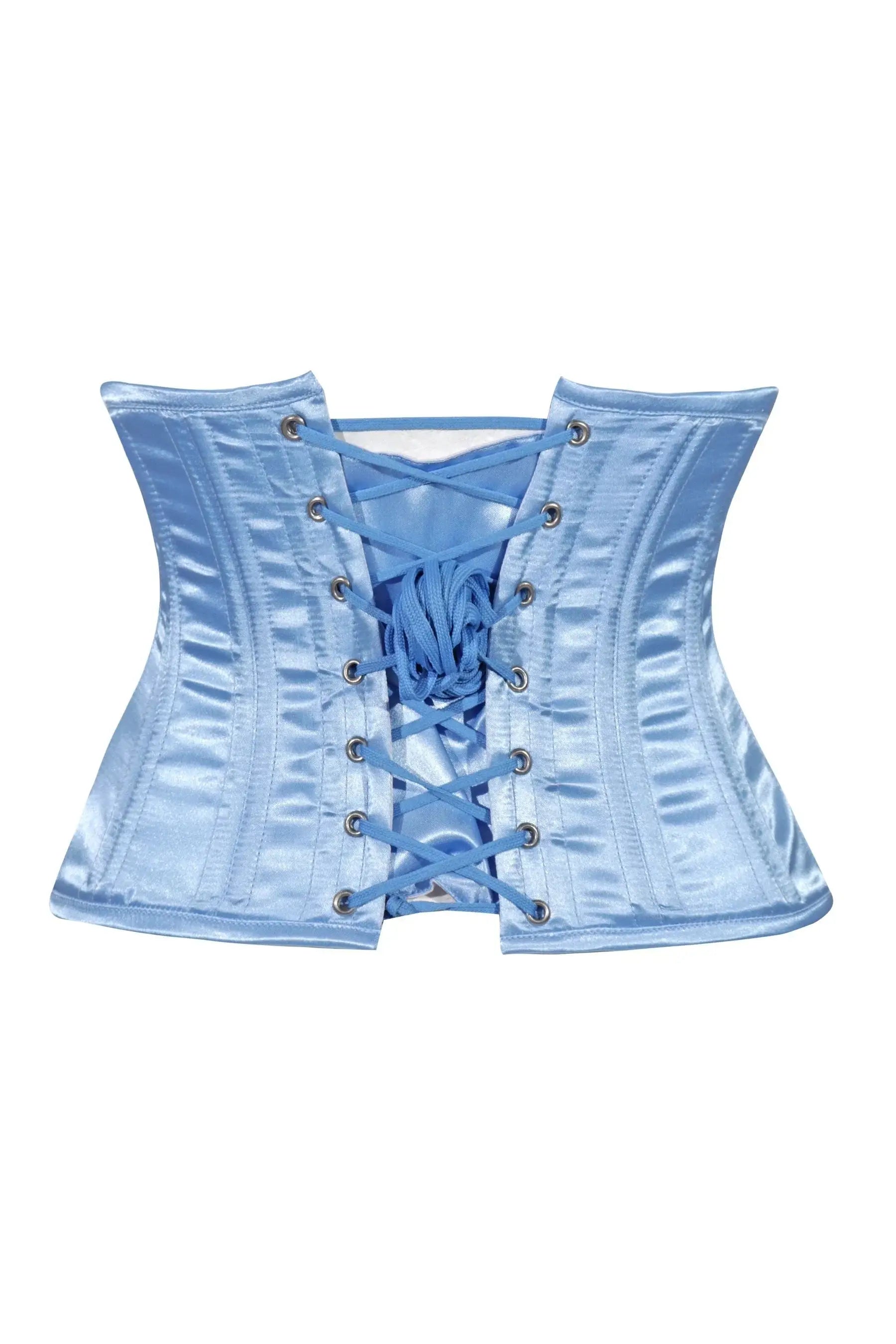 Lavish Lt Blue Satin Mini Cincher Underbust Corset Waist Cincher Busk Closure - Daisy Corsets - Flyclothing LLC