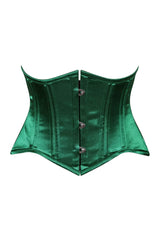 Lavish Dark Green Satin Mini Cincher Underbust Corset Waist Cincher Busk Closure - Daisy Corsets - Flyclothing LLC