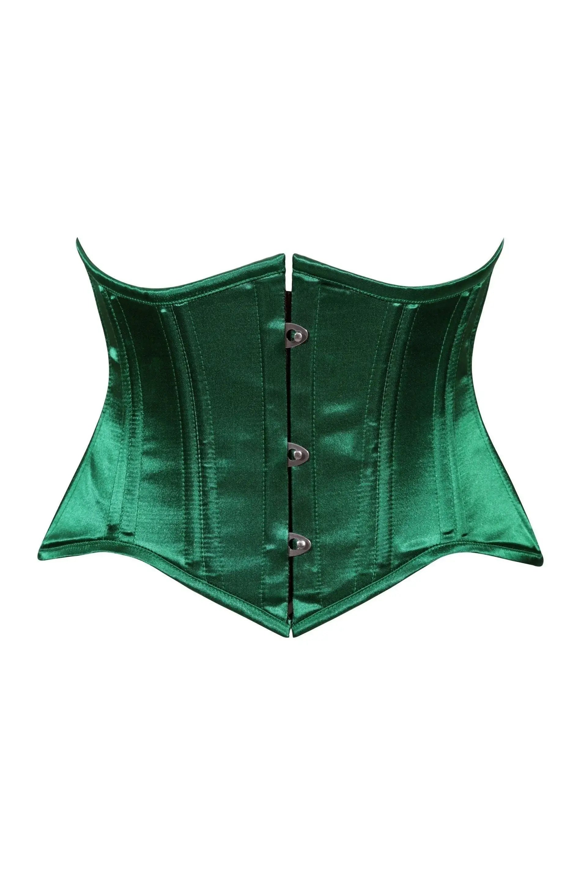 Lavish Dark Green Satin Mini Cincher Underbust Corset Waist Cincher Busk Closure - Daisy Corsets - Flyclothing LLC