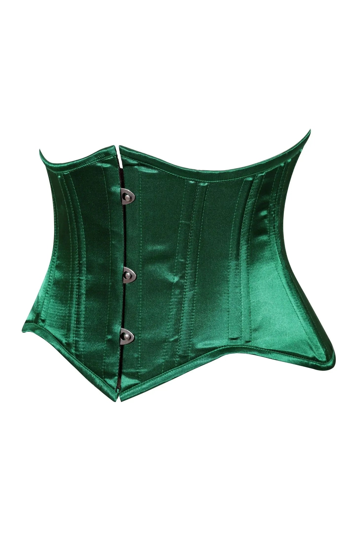 Lavish Dark Green Satin Mini Cincher Underbust Corset Waist Cincher Busk Closure - Daisy Corsets - Flyclothing LLC