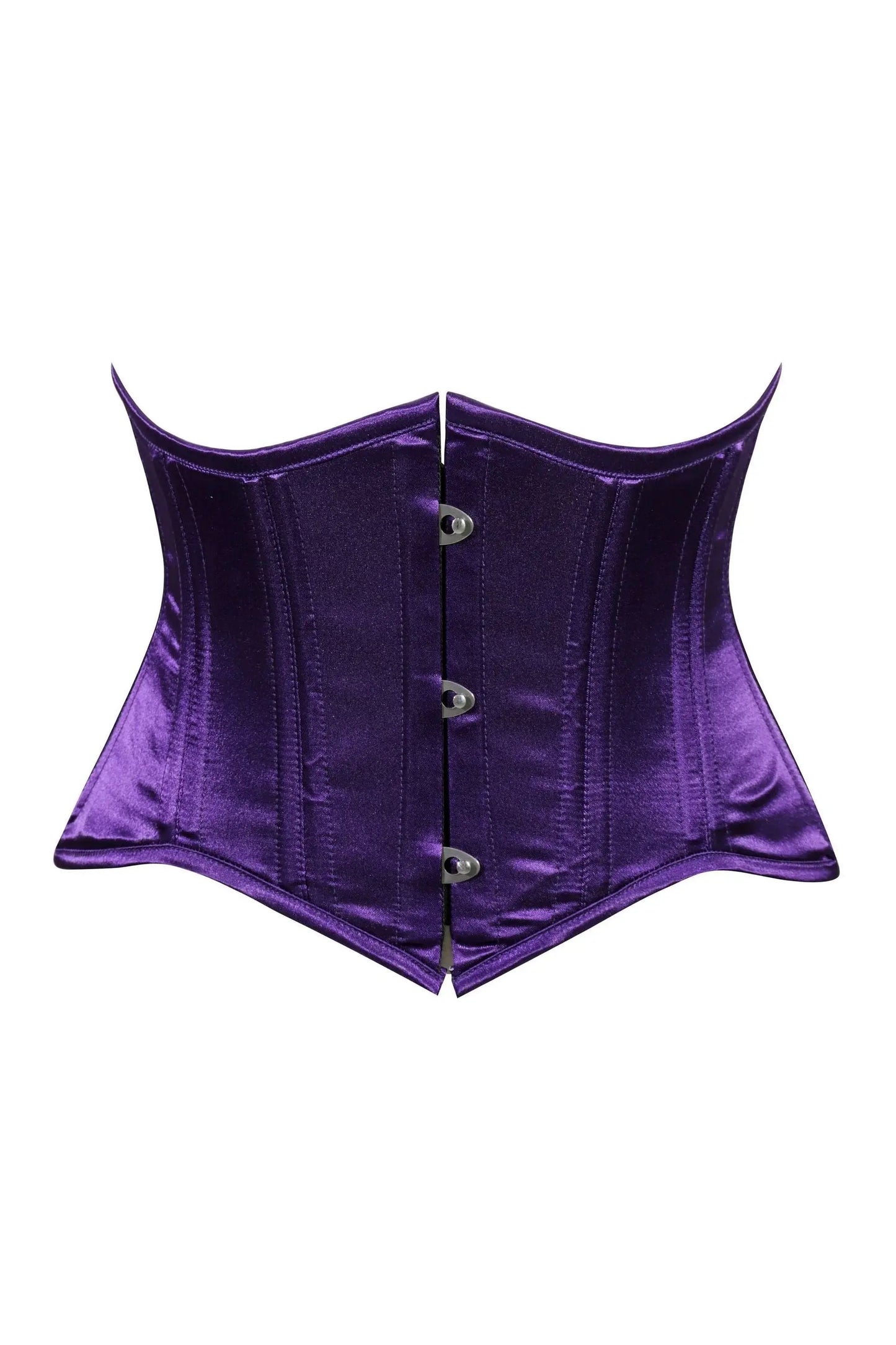 Lavish Dark Purple Satin Mini Cincher Underbust Corset Waist Cincher Busk Closure - Daisy Corsets - Flyclothing LLC