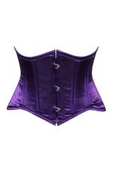 Lavish Dark Purple Satin Mini Cincher Underbust Corset Waist Cincher Busk Closure - Daisy Corsets - Flyclothing LLC