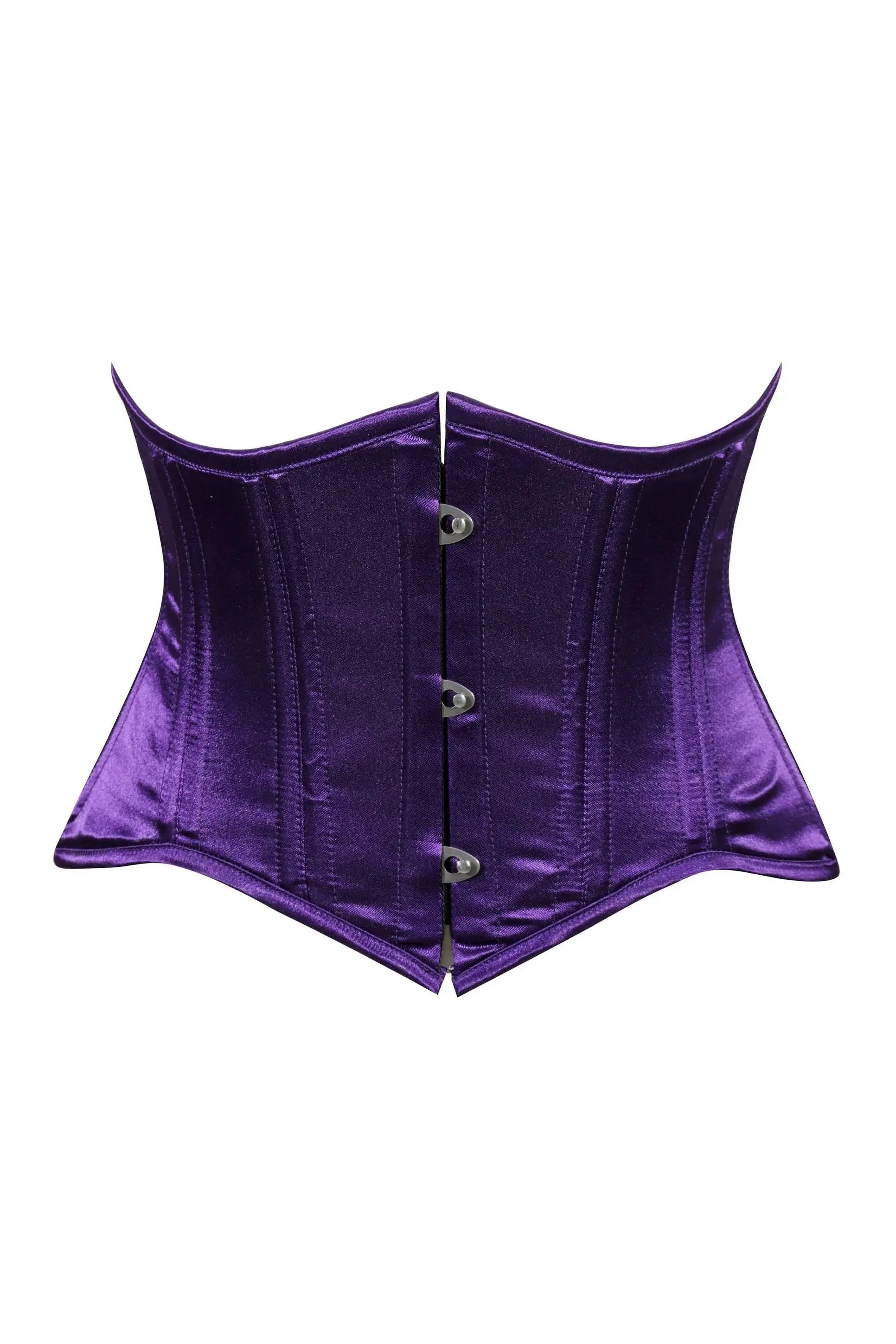Lavish Dark Purple Satin Mini Cincher Underbust Corset Waist Cincher Busk Closure - Daisy Corsets - Flyclothing LLC