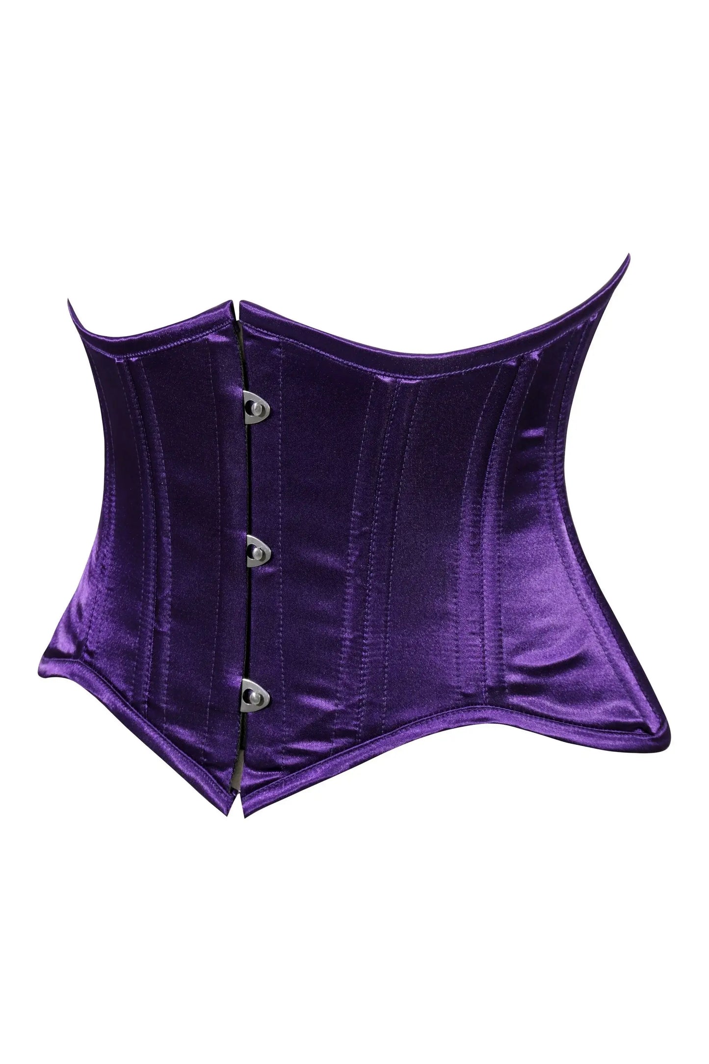 Lavish Dark Purple Satin Mini Cincher Underbust Corset Waist Cincher Busk Closure - Daisy Corsets - Flyclothing LLC