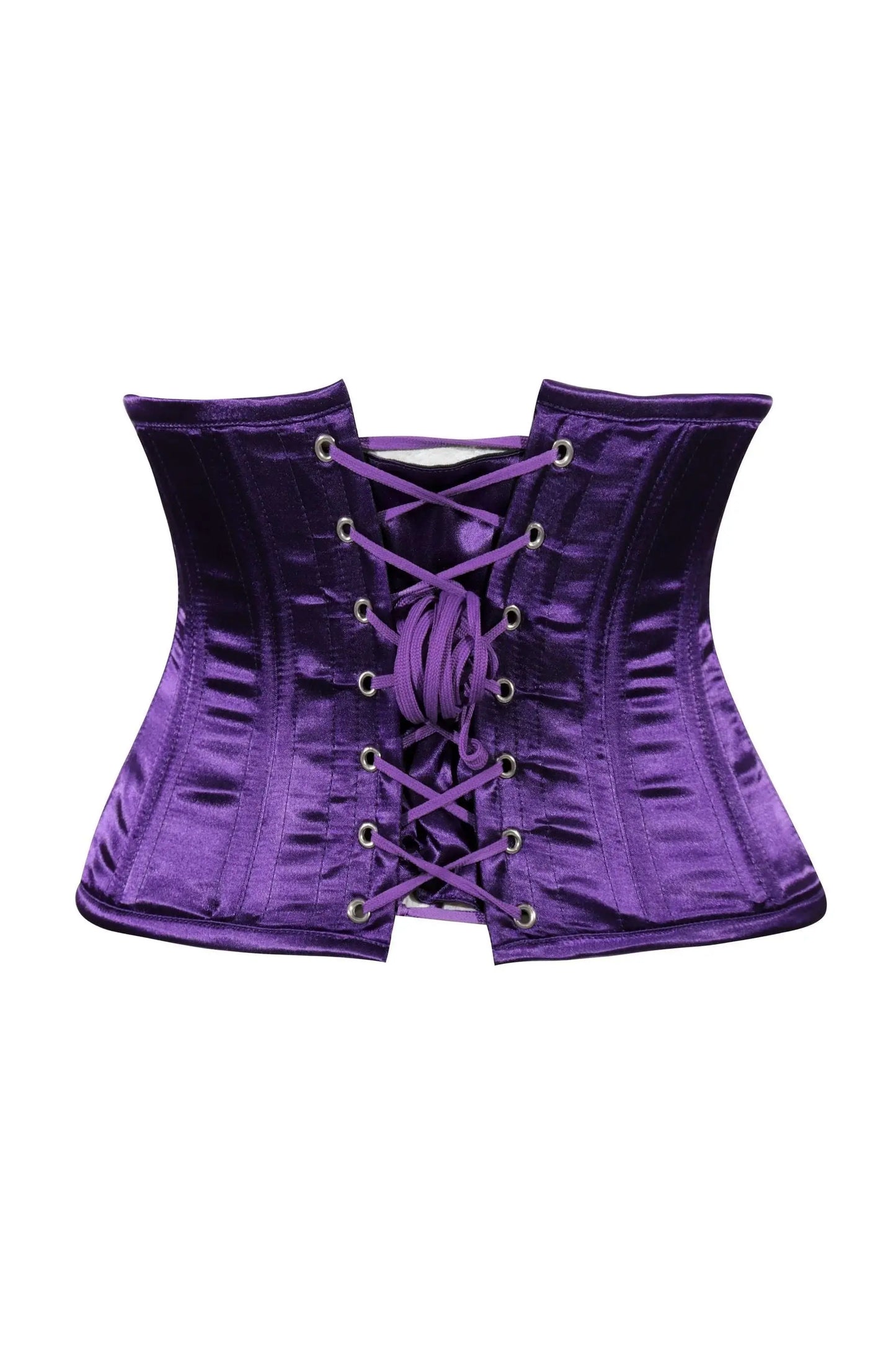 Lavish Dark Purple Satin Mini Cincher Underbust Corset Waist Cincher Busk Closure - Daisy Corsets - Flyclothing LLC