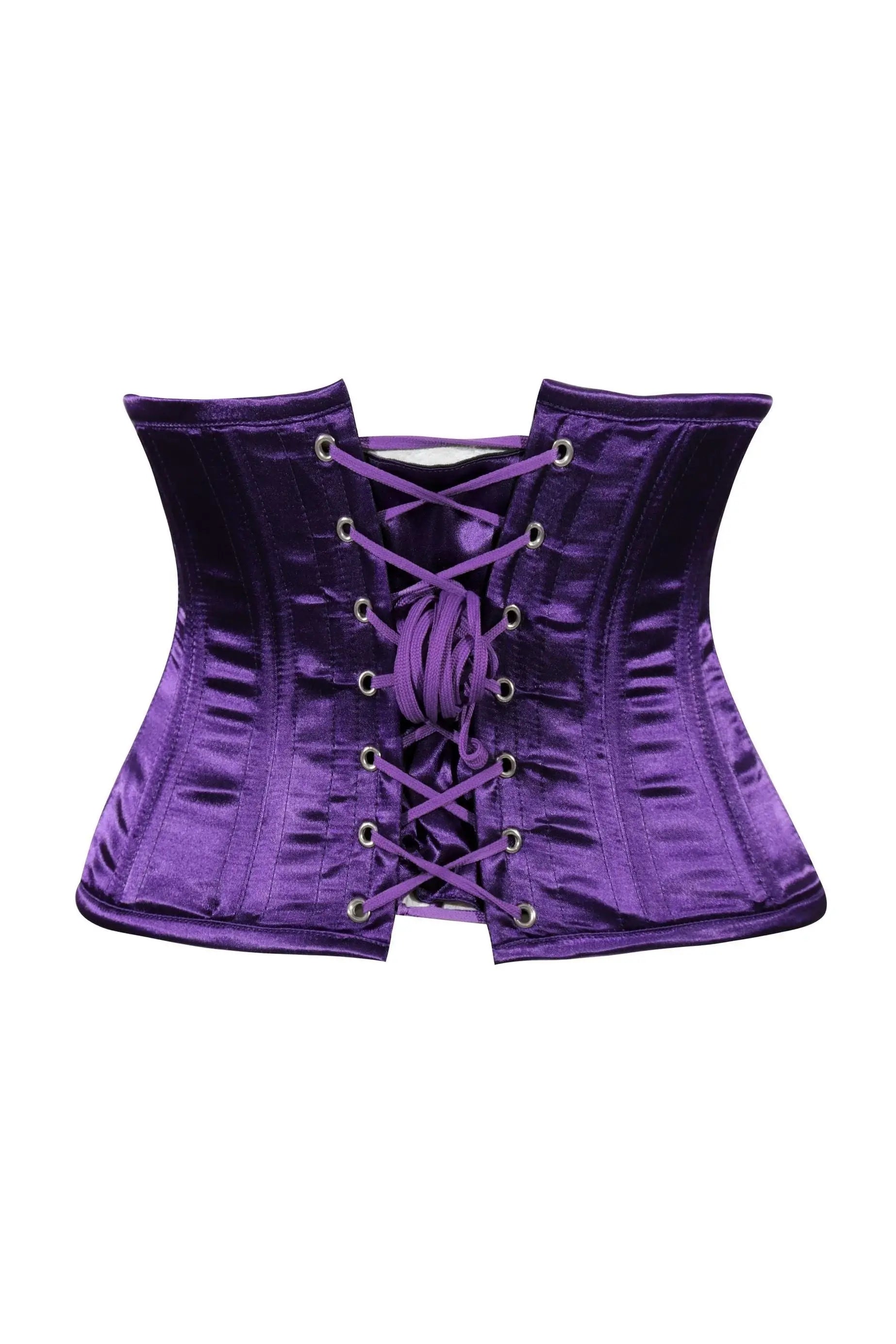 Lavish Dark Purple Satin Mini Cincher Underbust Corset Waist Cincher Busk Closure - Daisy Corsets - Flyclothing LLC