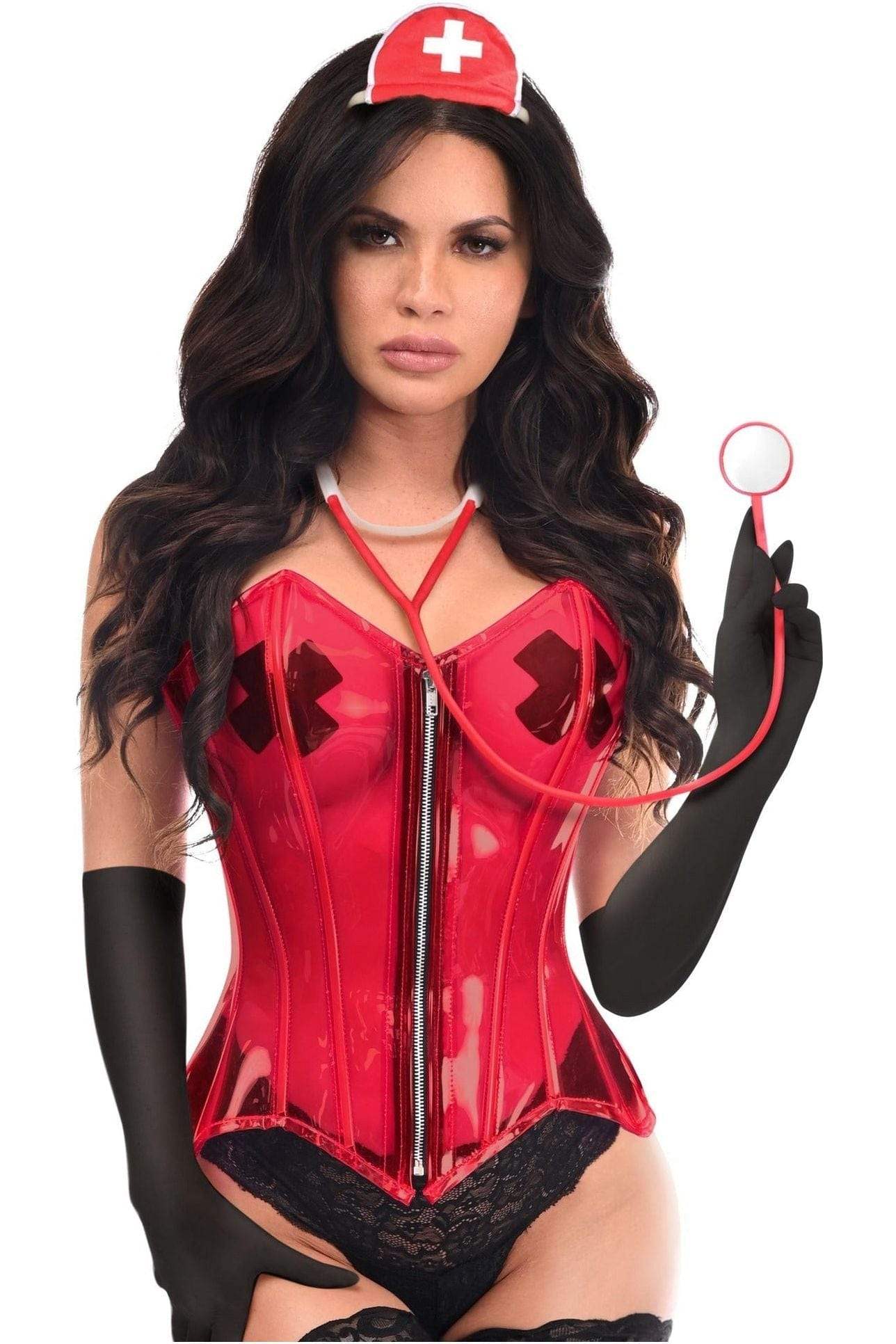 Daisy Corsets Lavish 4 PC Clear Pin-Up Nurse Corset Costume - Daisy Corsets - Flyclothing LLC