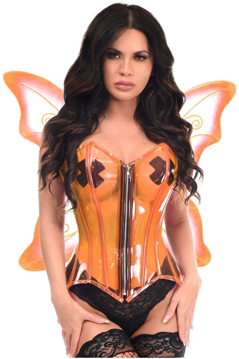 Daisy Corsets Lavish 2 PC Clear Orange Pixie Fairy Corset Costume - Daisy Corsets - Flyclothing LLC