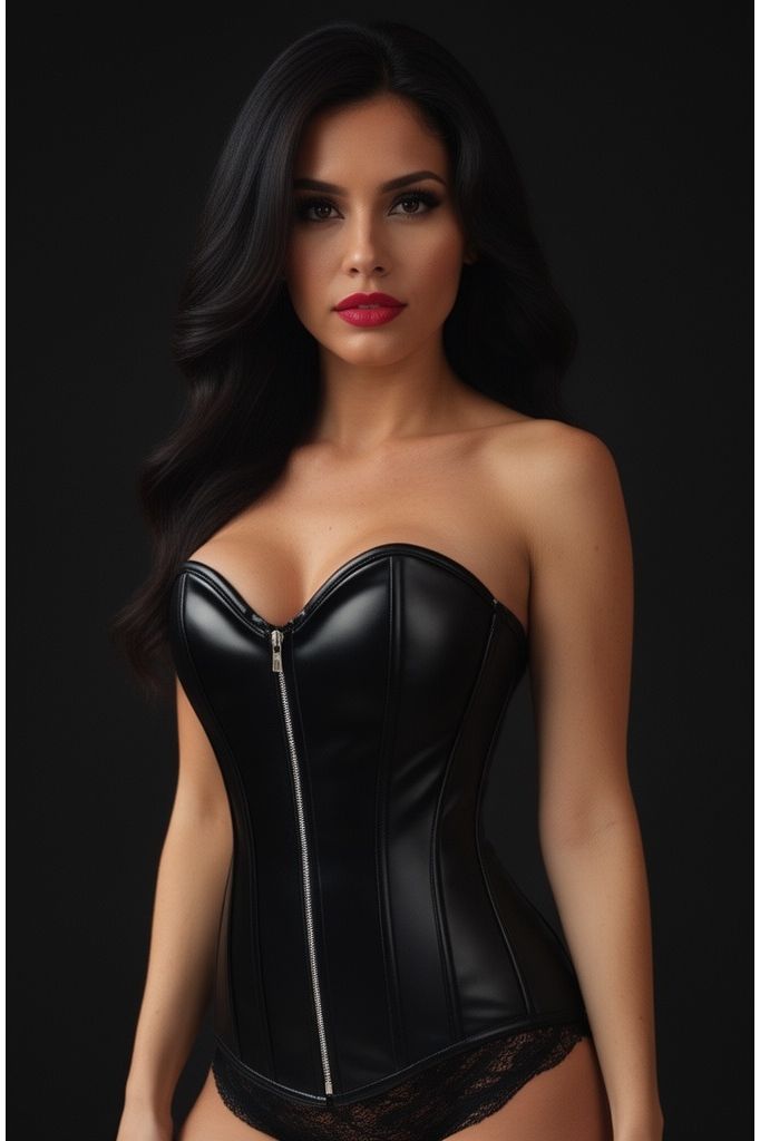 Lavish Wet Look Over Bust Corset