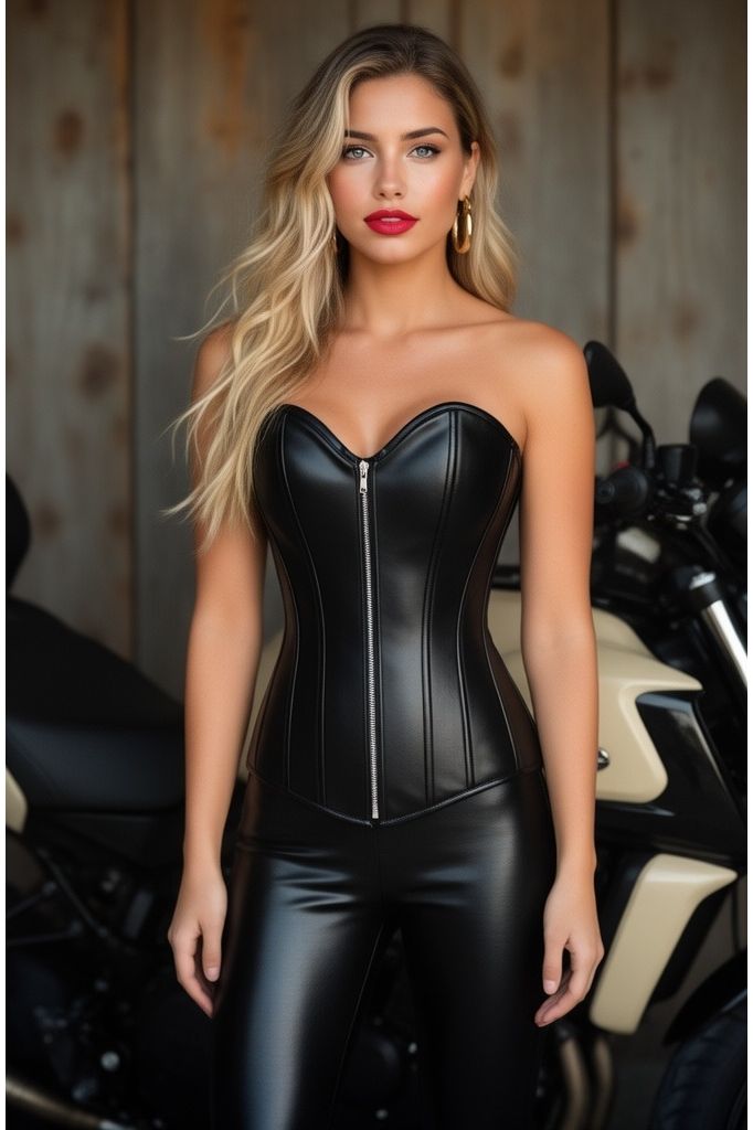 Lavish Wet Look Over Bust Corset