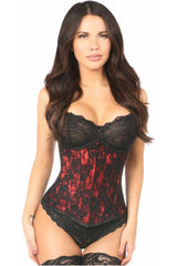 Daisy Corsets Lavish Red Underbust Corset w/Black Lace Overlay - Daisy Corsets