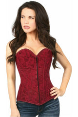Daisy Corsets Lavish Wine Lace Overbust Corset w/Zipper - Daisy Corsets