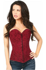 Daisy Corsets Lavish Wine Lace Overbust Corset w/Zipper - Daisy Corsets