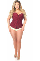 Daisy Corsets Lavish Wine Lace Overbust Corset w/Zipper - Daisy Corsets