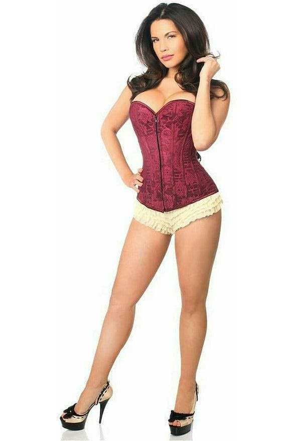 Daisy Corsets Lavish Wine Lace Overbust Corset w/Zipper - Daisy Corsets - Flyclothing LLC