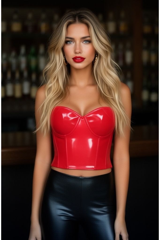 Lavish Red Patent PVC Underwire Bustier