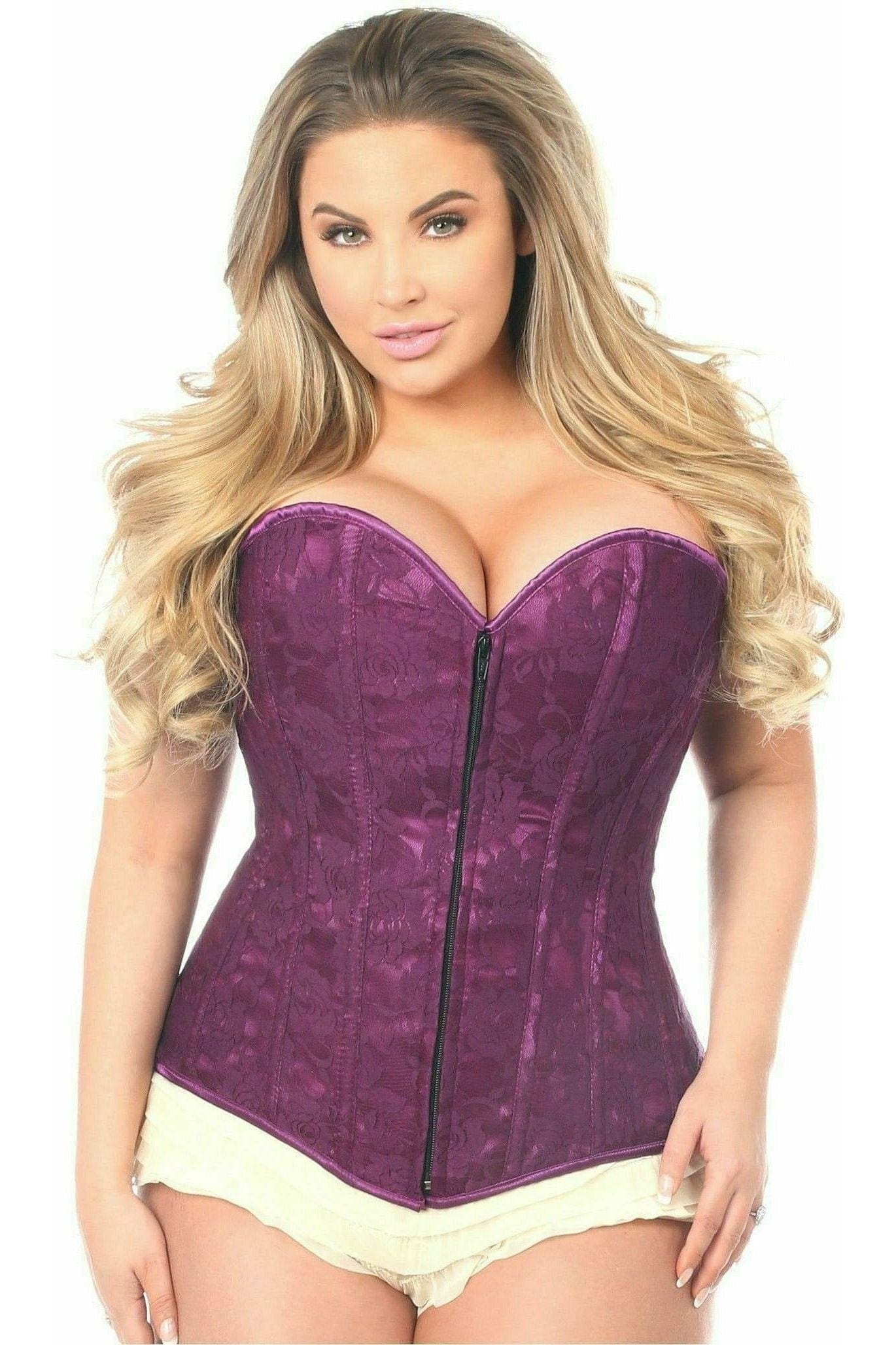 Daisy Corsets Lavish Magenta Lace Overbust Corset w/Zipper - Daisy Corsets