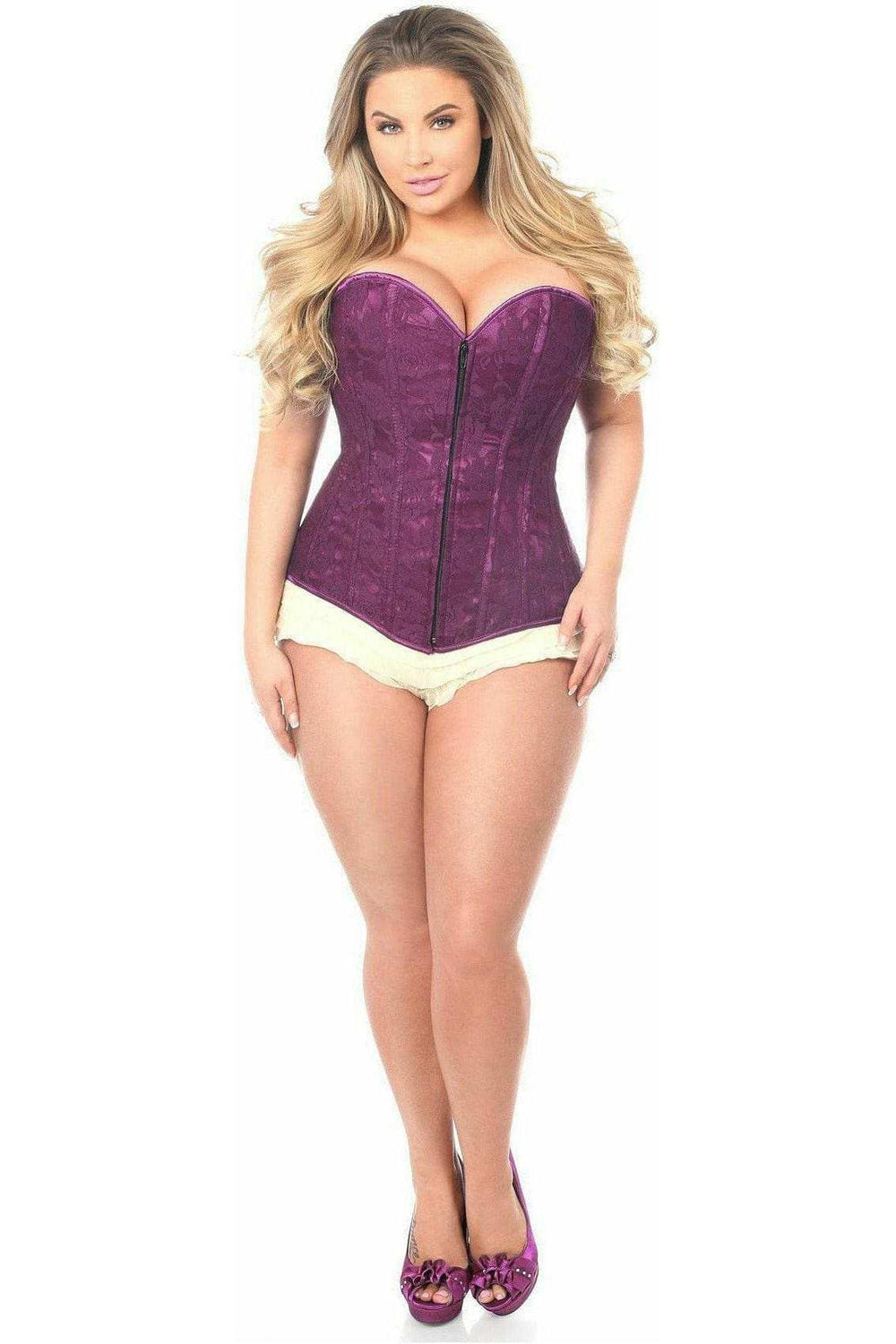 Daisy Corsets Lavish Magenta Lace Overbust Corset w/Zipper - Daisy Corsets - Flyclothing LLC