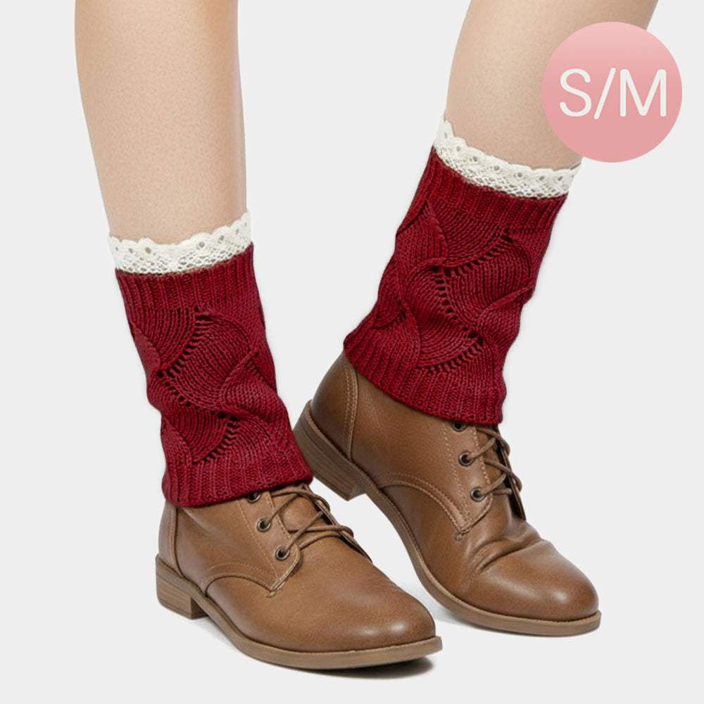 Lace Trim Knit Leg Warmer Boot Topper - Madeline Love - Flyclothing LLC