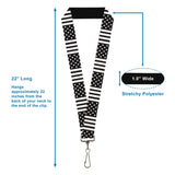 Lanyard - 1.0" - American Flag CLOSE-UP Black White - Buckle-Down - Flyclothing LLC