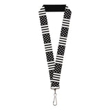 Lanyard - 1.0" - American Flag CLOSE-UP Black White - Buckle-Down - Flyclothing LLC
