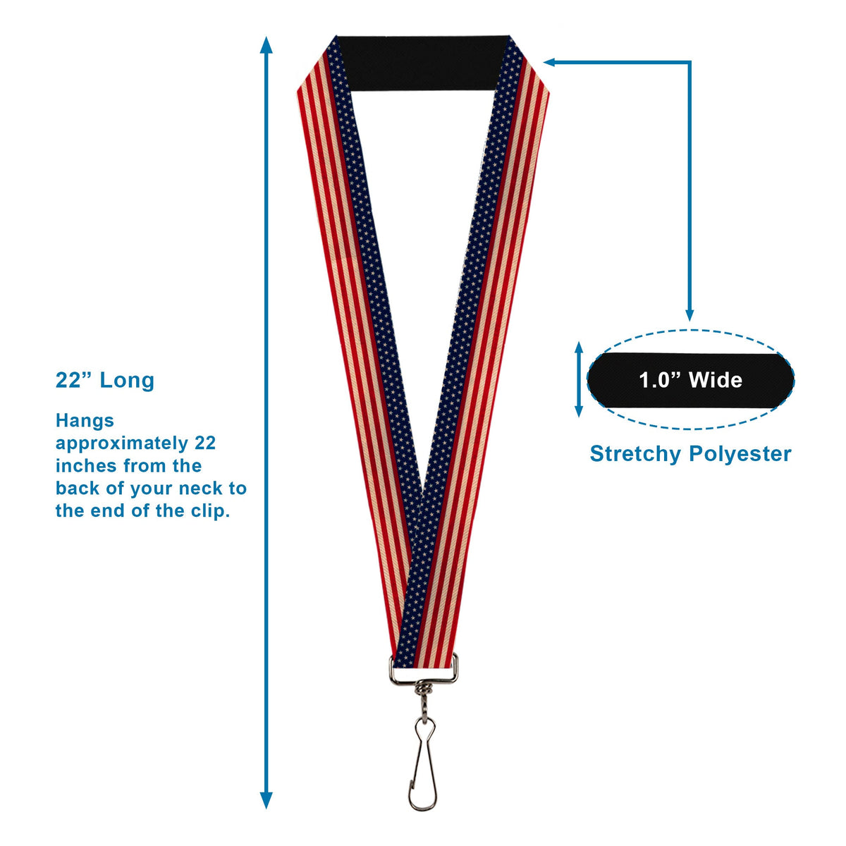 Lanyard - 1.0" - American Flag Stripe - Buckle-Down - Flyclothing LLC