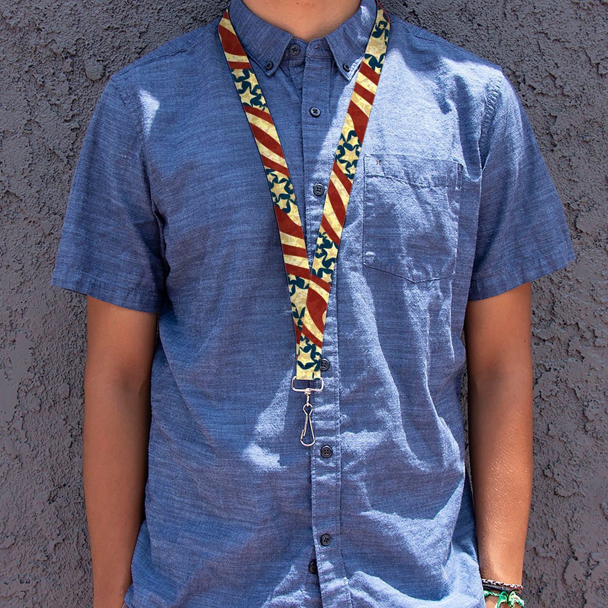 Lanyard - 1.0" - Americana Diagonal Vintage Stars & Stripes2