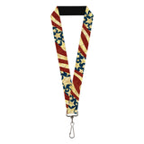 Lanyard - 1.0" - Americana Diagonal Vintage Stars & Stripes2