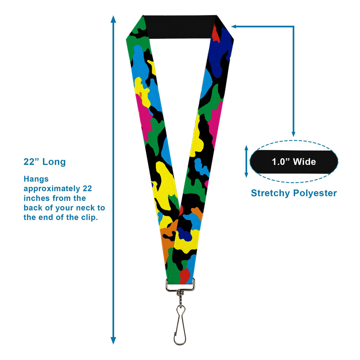 Lanyard - 1.0" - Camo Multi Neon