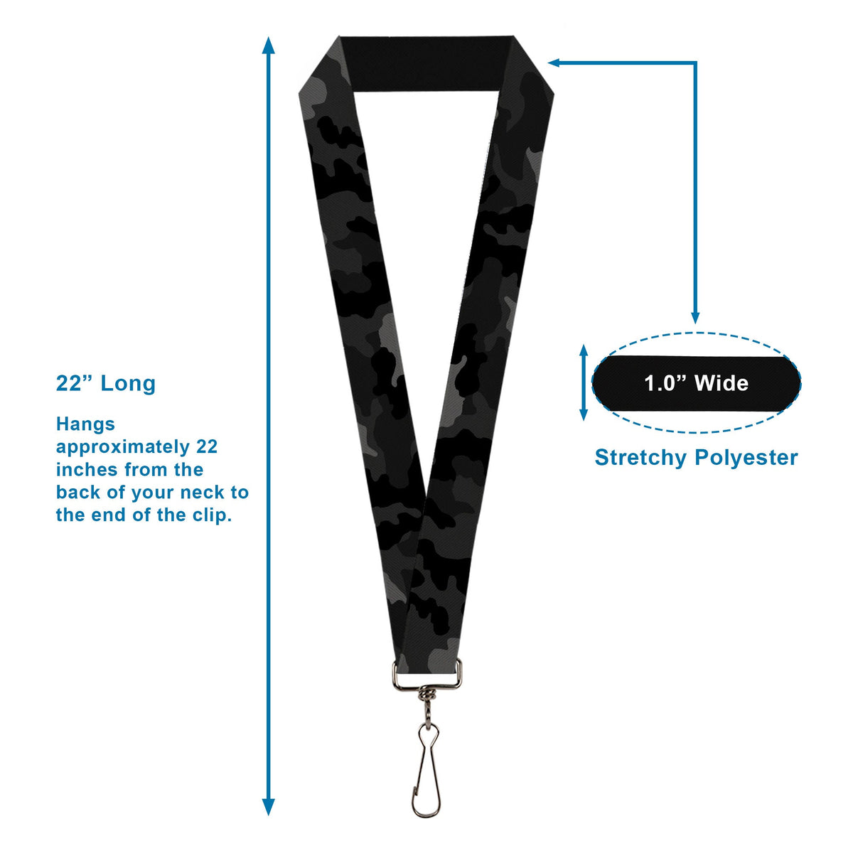 Lanyard - 1.0" - Camo Charcoal