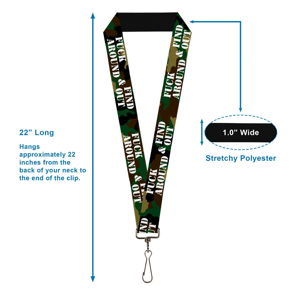 Lanyard - 1.0" - FAFO FUCK AROUND & FIND OUT Stencil Camo White