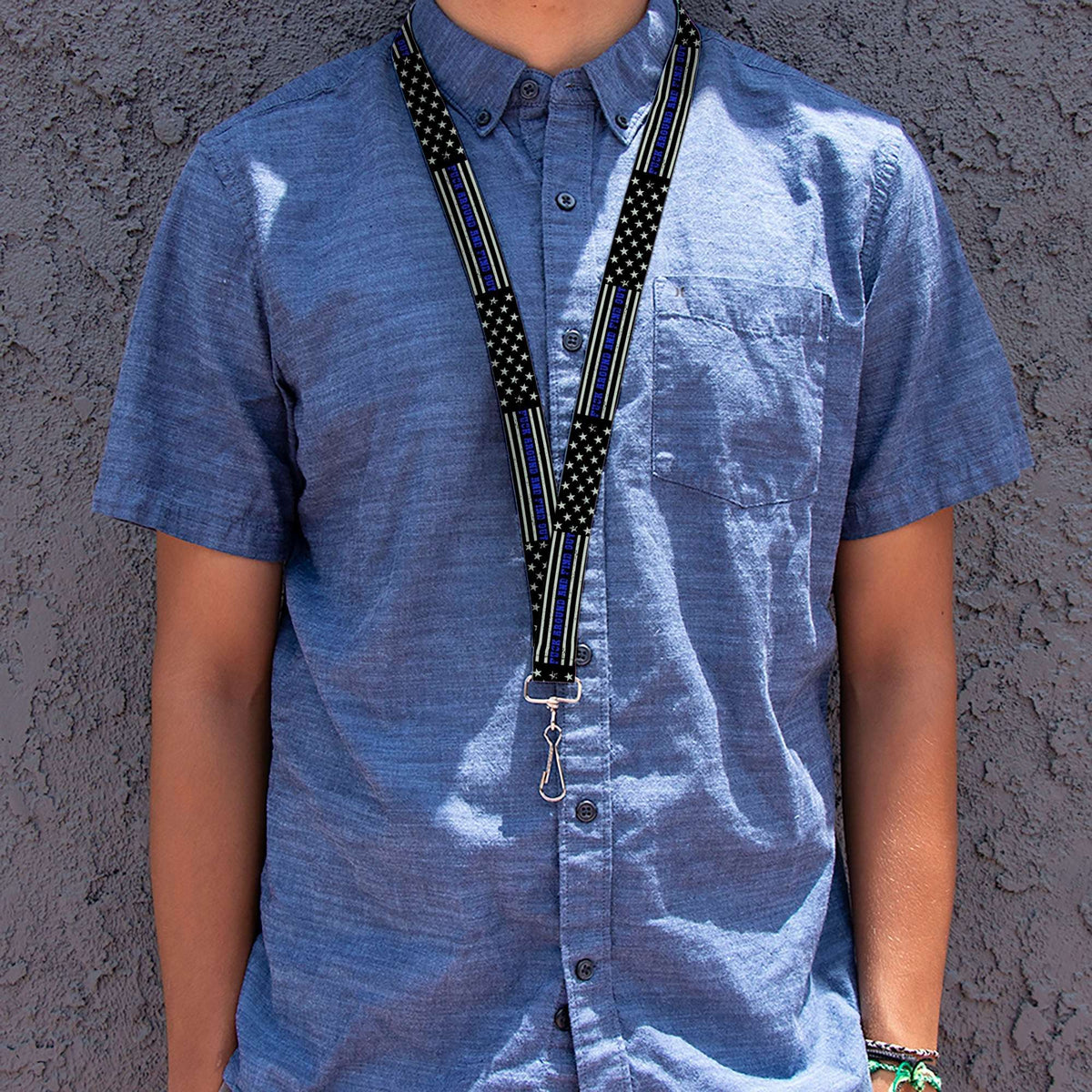Lanyard - 1.0" - FAFO FUCK AROUND AND FIND OUT Thin Blue Line Flag - Buckle-Down - Flyclothing LLC