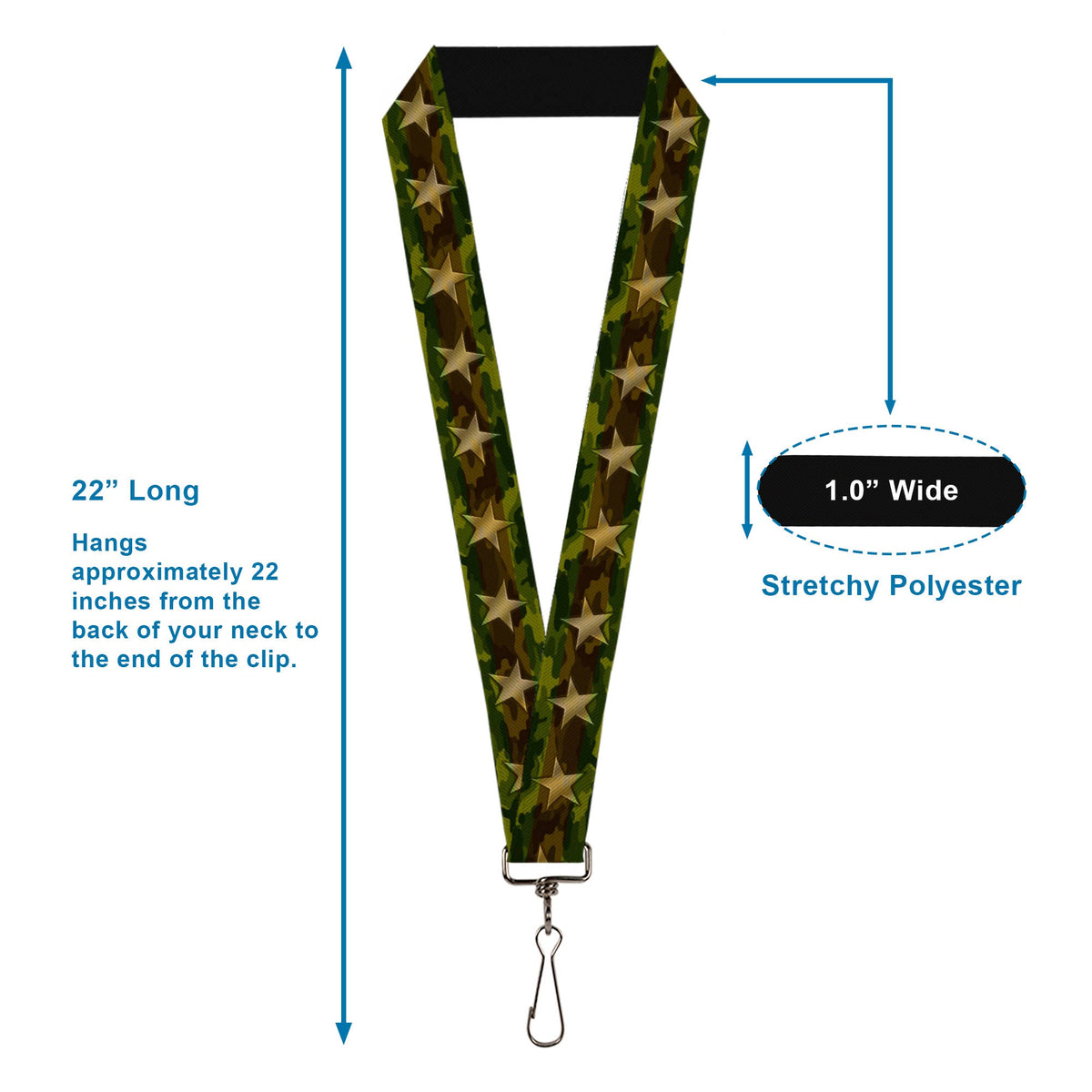 Lanyard - 1.0" - Star Camo Olive Gold