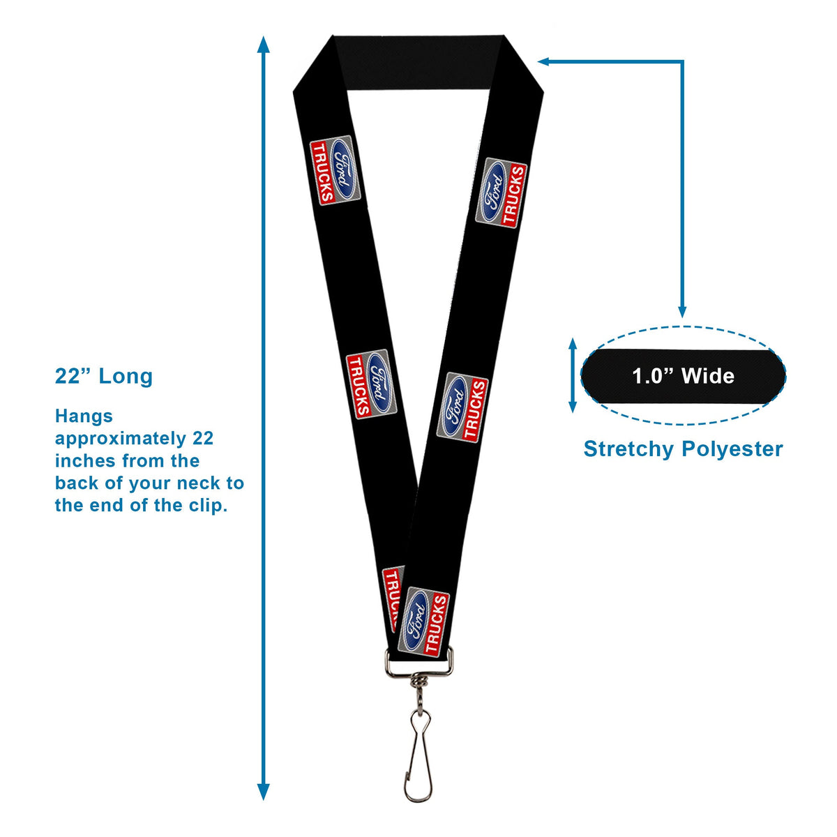 Lanyard - 1.0" - Ford Trucks Logo REPEAT
