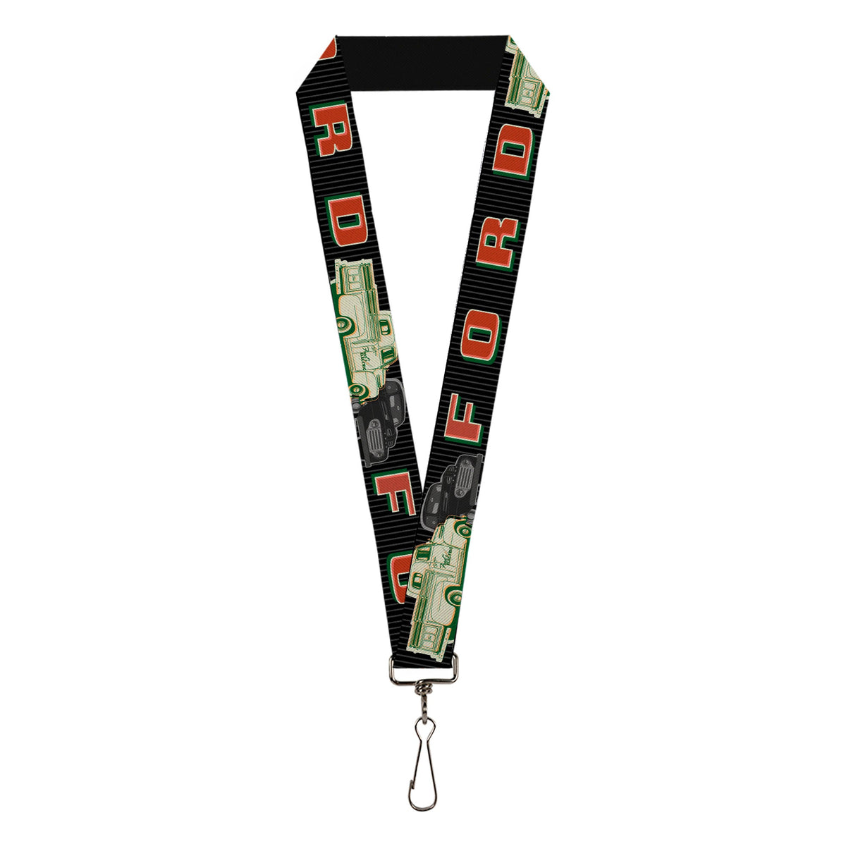 Lanyard - 1.0" - FORD Classic Ford Trucks Vertical Stripe Black Grays Green Red - Buckle-Down - Flyclothing LLC