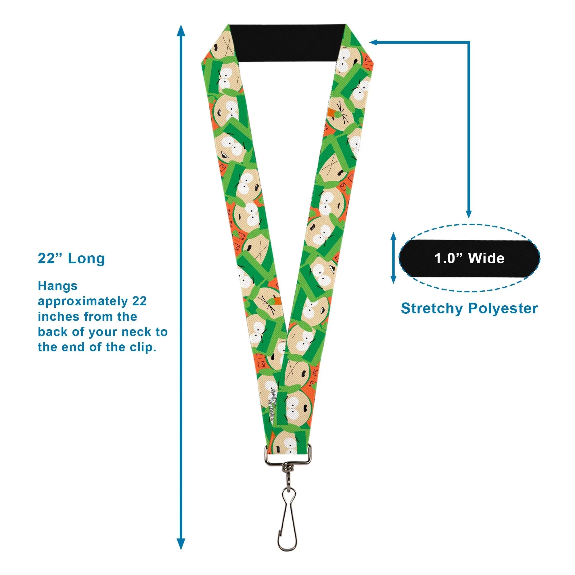 Lanyard - 1.0" - South Park Kyle Expressions Scattered Green - Buckle-Down - Flyclothing LLC