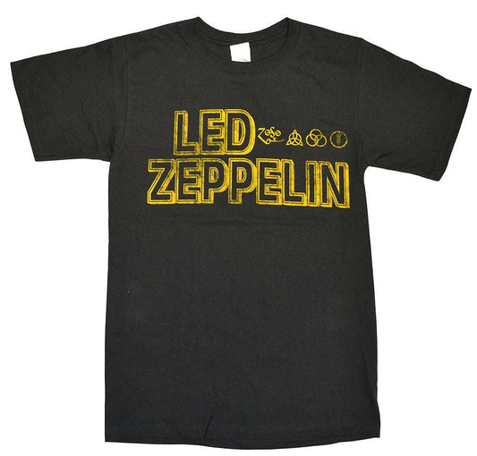 Led Zeppelin Square Gold Logo Shirt - Led Zeppelin - Flyclothing LLC