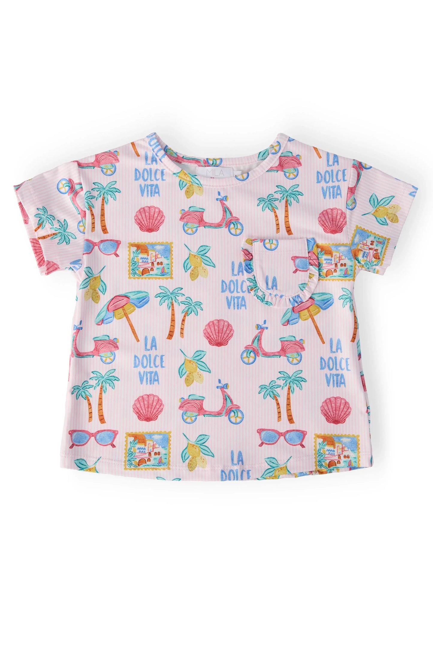 La Dolce Vita Ruffle Pocket Tee - Mila & Rose ® - Flyclothing LLC