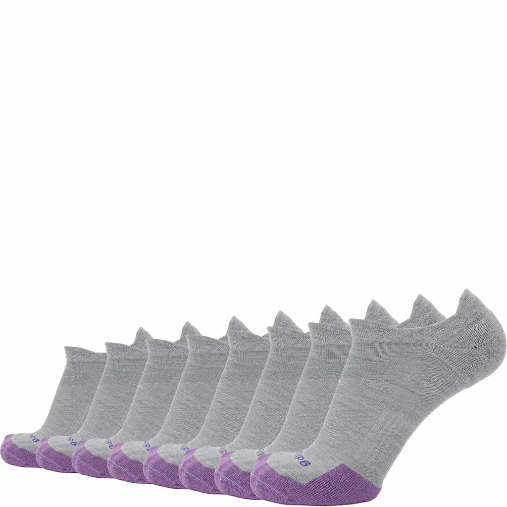 8 Pairs Laurel - Run No Show Runweight Merino Wool Sock - GRIP6 - Flyclothing LLC