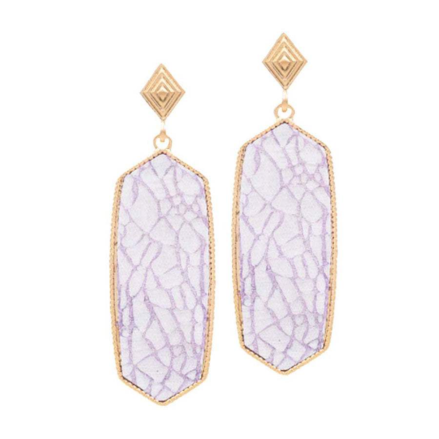 Patterned Hexagon Dangle Earrings - Madeline Love - Flyclothing LLC