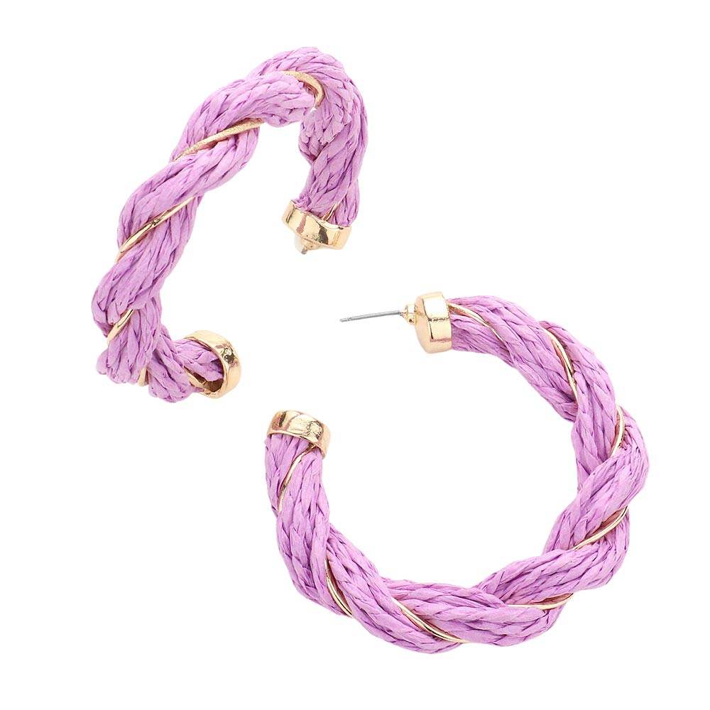 Braided Raffia Hoop Earrings - Madeline Love - Flyclothing LLC