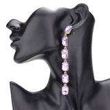 Emerald Cut Stone Link Dangle Evening Earrings - Madeline Love - Flyclothing LLC
