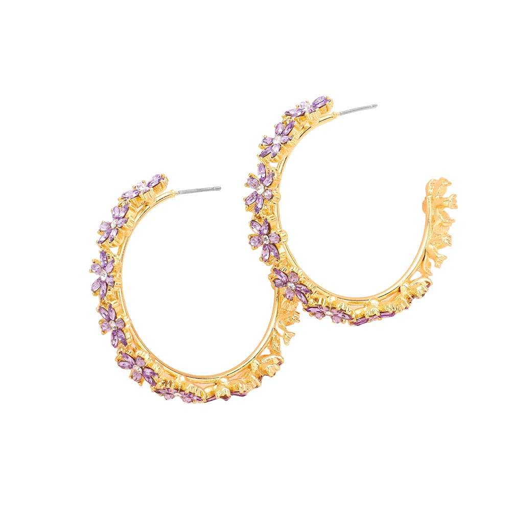 Flower Cluster Hoop Earrings - Madeline Love - Flyclothing LLC