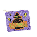 Halloween Message Pumpkin Seed Beaded Halloween Mini Pouch Bag - Madeline Love - Flyclothing LLC