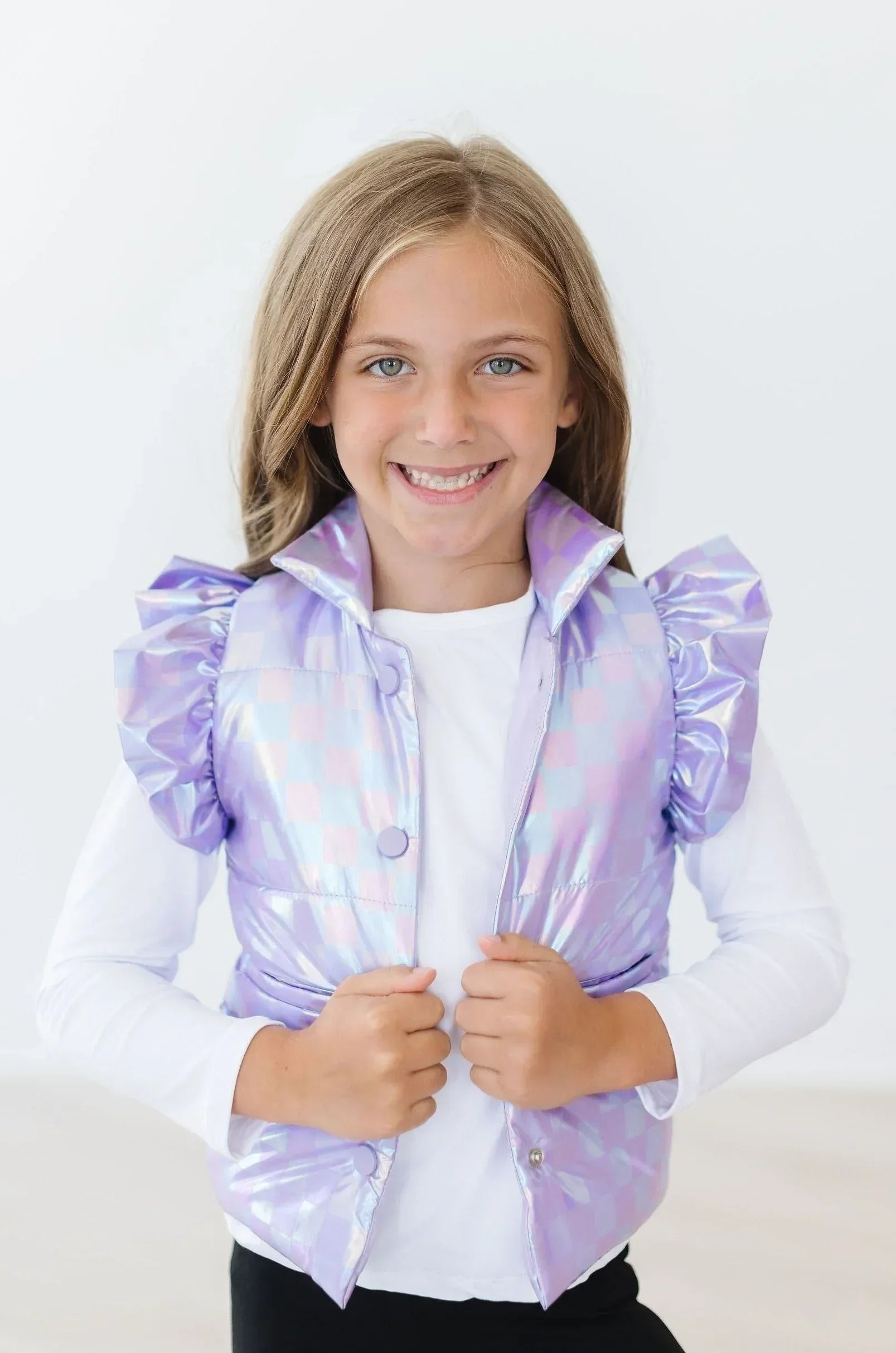 Lavender Haze Checker Puffer Vest - Mila & Rose ® - Flyclothing LLC